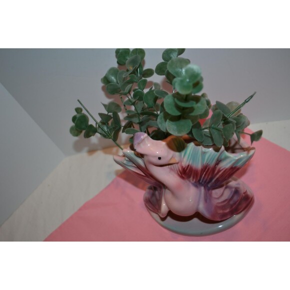 Vintage Vase Peacock 50s Pink Blue Green Ombre - Picture 3 of 6